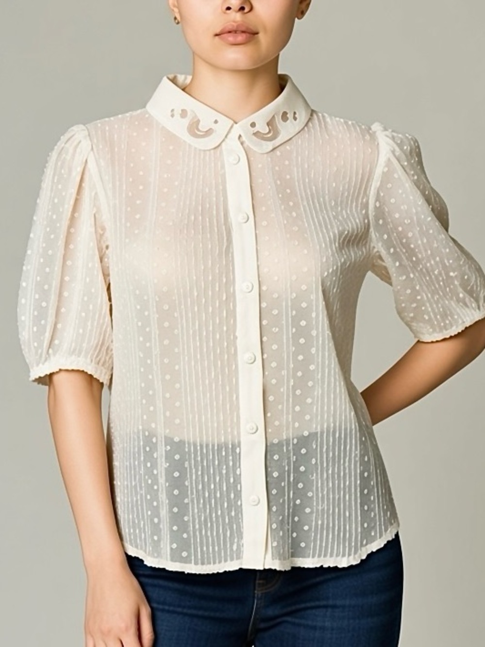 Disturbia Madeleine Embroidered Chiffon Oversized Billowy Blouse Top sz 12
